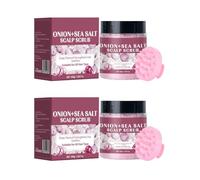 2PCS Scalp Care Scrub Sea Salt Deep Cleansing Nourishing Refreshing Oil Control Fluffy Shampoo with Silicone Scalp Massager