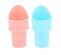2pcs Scoop de cône de crème glacée, PP Ice Cream Snowcone Rack réutilisable Cône glaciaire Frozen Treat pour glace rose bleu