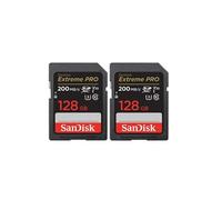 2PCS SD Carte Mémoire 128Go Extreme Pro SDHC SDXC UHS-I Classe 10 200M/S U3 V30 4K Carte Vidéo