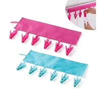 2PCS Séchage à laver Portable Et Séchage Air Voyage Pour Peg, Hanging On The Clothesline Avec Six Clips(Clip de corde à linge)
