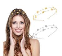 2PCS Serre-Tête Étoile, Bandeau Étoiles en Métal, Double Couche Bandeau Étoiles Scintillantes, Bandeau Strass Cristal, Pailletée Accessoire de Coiffure pour Femmes Filles Mariée Fêtes, Doré + Argent