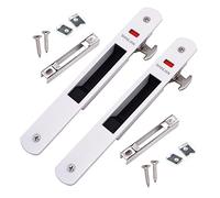 2PCS Serrure de porte coulissante,Fermeture Latérale Charcuterie Serrure, Crochet,Pour Porte, Porte en Verre,Porte Mobile-Raccords de Quincaillerie de Verrouillage,Longue 197 X large 28 mm Blanc