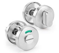 2Pcs Serrure de Porte WC avec Verrou Tournant | Rosette WC avec Indicateur D'occupation, Garniture de Porte WC en Acier Inoxydable 304