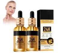 2PCS Sérum Visage 24K Or - Sérum hydratant pour le visage et les yeux enrichi en or 24K pour un éclat immédiat, Acide hyaluronique doré(30ml)