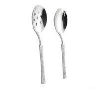 2PCS Serving Spoon Set Stainless Steel Bark Handle