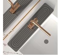 2pcs / Set 60x10cm Super Absorbant Faucet Splash Guard Mat Pour L'évier de Cuisine Long Diatomud Fast Séchage Plateau - Gris Foncé