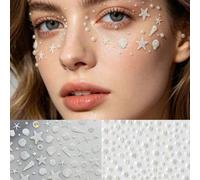 2pcs/Set Autocollants de maquillage sirène de l'océan! Patchs d'étoiles de mer et de coquillages avec perles brillantes, à appliquer autour des yeux et des joues pour créer un style de plage onirique.