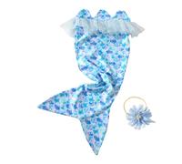 2PCS / Set Baby Girls Photoshoots Costume Set Long Tail Raiper And Beded Headwear Accesstes For Morimable Photography New-Born Long Fish Tail Costume