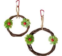 2Pcs Set Balançoire Oiseaux Jouets Pour Cage Oiseaux, Bois Naturel de Pommier Perruches Balançoires Perchoirs Avec Jouets à Mâcher Pour Petits à Moyens