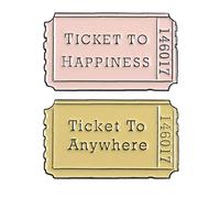 2pcs / set billets Cartoon Movie Badges Lettre Brooches Ticket Pin émail Sac à dos Cadeaux Bijoux