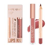 2PCS Set de maquillage pour rouge à lèvres et crayon à lèvres mat, rouge à lèvres velouté, gloss mat imperméable et longue durée, maquillage quotidien des lèvres, kit de teinture des lèvres (09)