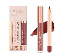 2PCS Set de maquillage pour rouge à lèvres et crayon à lèvres mat, rouge à lèvres velouté, gloss mat imperméable et longue durée, maquillage quotidien des lèvres, kit de teinture des lèvres (12)