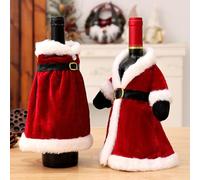 2pcs Set Mignon Robe de Noël Couverture de Bouteille de Vin Pour Décorations de Noël Mignon Manteau de Noël Parti Décorations