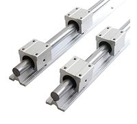 2pcs / set SBR10 SBR12 SBR16 SBR20 Tige d'arbre de glissière de guidage linéaire avec blocs de roulement linéaire 4PC for CNC Partie de routeur(SBR16,400mm)