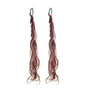 2pcs/set Synthetic 20inch Messy Braid Pink Wig Boxer Women Ponytail Chinese Fried Dough Twists Long(Light brown)