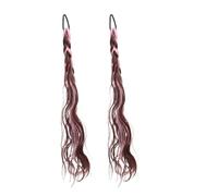 2pcs/set Synthetic 20inch Messy Braid Pink Wig Boxer Women Ponytail Chinese Fried Dough Twists Long(Dark brown)