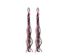 2pcs/set Synthetic 20inch Messy Braid Pink Wig Boxer Women Ponytail Chinese Fried Dough Twists Long(Brown black)