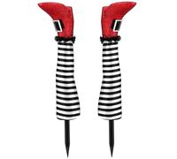 2PCS / Set Witches Junes Halloween Decor 3D Upside Down Wicked Witch Mags avec enjeux, Halloween Witch Decorations for Lawn, Yard et Patio Decor Red