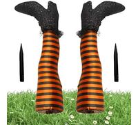 2PCS / Set Witches Junes Halloween Decor 3D Upside Down Wicked Witch Mots with Stakes, Halloween Witch Decorations for Lawn, Yard and Patio Decor Orange Decorations, Witches Le