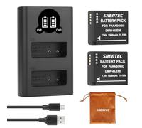 2Pcs Shentec 7.4V 1500mAh Li-ION DMW-BLE9 DMW-BLG10 Batterie + LED USB Double Chargeur avec Port Type c pour Panasonic DMW-BLG10E Lumix DC TZ202 GX9 DC-LX100 II TZ101 TZ91 TZ81 GF6 GX7 GX80 LX100