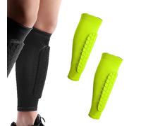 2PCS Shin Guards with Compression Sleeves, Honeycomb Pads - Lightweight Leg Protective Gear for Soccer, Football, Baseball, Boxing - Fit for Youth, Adult & Kids (M,E)