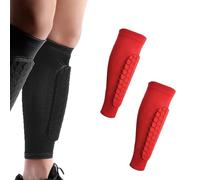 2PCS Shin Guards with Compression Sleeves, Honeycomb Pads - Lightweight Leg Protective Gear for Soccer, Football, Baseball, Boxing - Fit for Youth, Adult & Kids (XL,C)