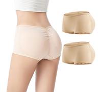 2pcs Short Levage des Fesses avec Rembourrage, sans Couture Et Respirant Femme Culotte Push Up Remonte Fesse, Rembourré Hanche Enhancer sans Couture Shorts- Skin Color||S