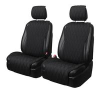 2pcs Sideless Car Seat Covers for All Seasons - Breathable Front Seats Cushions Non-Slip Bottom with Headrest Protectors - Universal Carseat Cover Fits for Most Vehicles Cars Van SUV Truck Black