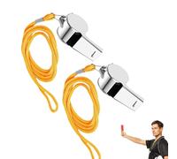 2pcs Sifflet en acier inoxydable | Whistle arbitre en métal | Ref Sports Whistles avec longe | Des sifflets bruyants bruyants idéaux pour les activités de plein air, les arbitres, les entraîneurs