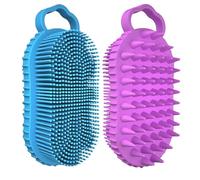 2pcs Silicone Body épurateur, 2 po en 1 Brosse de masseur du cuir chevelu à double côté, épurateur à cheveux en silicone facile nettoyer avec une poignée non glisser, les cheveux, le corps