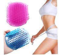 2pcs Silicone Body épurateur, gants de massage en PVC non glissant avec trou de brosse à double face pratique du trou suspension pour douche, gants
