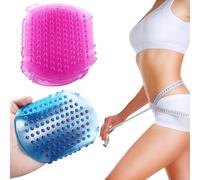 2pcs Silicone Body épurateur, gants de massage en PVC non glissant avec trou de brosse à double face pratique trou pour douche massage