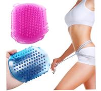 2pcs Silicone Body épurateur, gants de massage en PVC non glissant avec trou de brosse à double face pratique trou pour douche massage