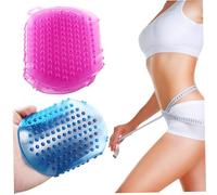 2pcs Silicone Body épurateur, gants de massage en PVC non glissés avec trou de brosse à double face pratique du trou à trous pour douche.