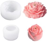 2pcs Silicone Candle Mould Roses And Peonies 2.16inch&3.94inch Candle Mould For Plaster Flowers