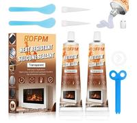 2PCS Silicone Colle Haute Temperature, Transparent, Mastic Refractaire, Colle Refractaire, Heat Resistant Glue, Adapté au Poele a Bois, Cheminée, Vitre Four, Poele, Carrelage, Plaque De Induction