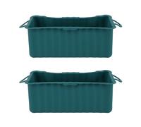 2pcs Silicone Grease Pan à Goutte à Goutte pour Plate-Forme Rectangular Grease Catcher Cup for Camping Barbeque (Vert foncé)