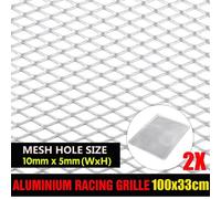 2pcs Silver Noir/Argent Universel Aluminium Pare Chocs Course Grille Maille Évent 10x5mm Voiture Tuning Gril Spoiler Capot Prise D'air Net 100x33cm