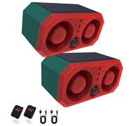 2pcs Sirène à capteur de Mouvement extérieur à énergie Solaire, 130dB x 2 Haut-parleurs, 13 Modes sonores intégrés Chiens aboyant et Tirs, avec télécommande pour arrière-Cour, Ferme,