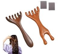 2pcs Six-claw Meridian Massage Comb,meridian Brush Massage Brush,sandalwood Scalp Massager,Head Relaxation Scalp Massager,Handheld Wide Tooth Combs Massage Tool for Stress Relief & Hair Care-A