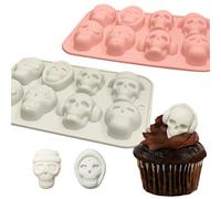 2pcs Skull Chocolate moule silicone, 3D Ice Cube moule Skull Ice Cube pour le bourbon froid, whisky, cocktail, chocolat, boisson, etc...