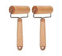 2Pcs Small Rolling Pin with 360 Degrees Rotation, Wooden Dough Roller Made of Premium Beech, Ergonomic Handle for Pizza Bread Pastry Baking, Compact Dough Roller Set with Hanging H