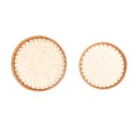 2pcs Snack tissé plateau de service rond traditionnel art à la main art à la main plateau décoratif rotin pour la nourriture fruit conception élégante grande capacité pour le (Blanc)