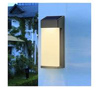 2PCS Solar Lights Outdoor Wall Lamp Waterproof Rectangle Black Aluminum Acrylic Lampshade LED Garden Villa Decorative Wall Lamp Household Wall Lighting Control