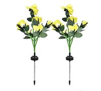 2pcs Solar Rose Light Outdoor Garden Decoration LED Flower Lights Romantic Lawn Landscape Layting For Yard Patio Courtyard Steel indexless PP ABS Matériau de 25,6 pouces Hauteur (Jaune)