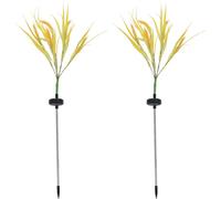 2pcs Solar Wheat Ear Lights IP44 Waterproof Wheat Ear LED Garden Lights with Ground Plugs for Patio Lawn Yard Pathway