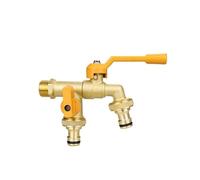 2pcs Solid Brass Garden Hose Faucet Dual Outlet Hot Cold Water Mixing Tap 1/2" Inlet for Outdoor Yard Washing Machine Pour Jardin(Color 1)