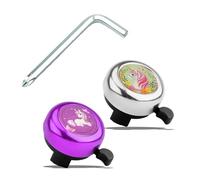 2pcs Sonnette Velo Enfant Fille Mini Sonnette de Vélo Licorne Sonnette Velo pour Vélo Scooter Tricycle Mini Sonnette de Vélo Cadeau d'anniversaire de Noël ou de Fête des Enfants