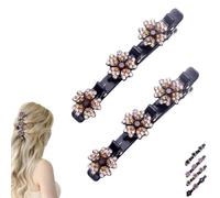2Pcs Sparkling Crystal Stone Braided Hair Clips, Crystal Stone Braided Hair Clips, for Thin Thick Curly, Small Clips Braid Clips (Style-B)
