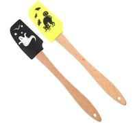 2pcs Spatule en silicone en bois d'Halloween avec grattoir antiadhésif à la chaleur du trou pour la cuisson pour la cuisson du mélange de